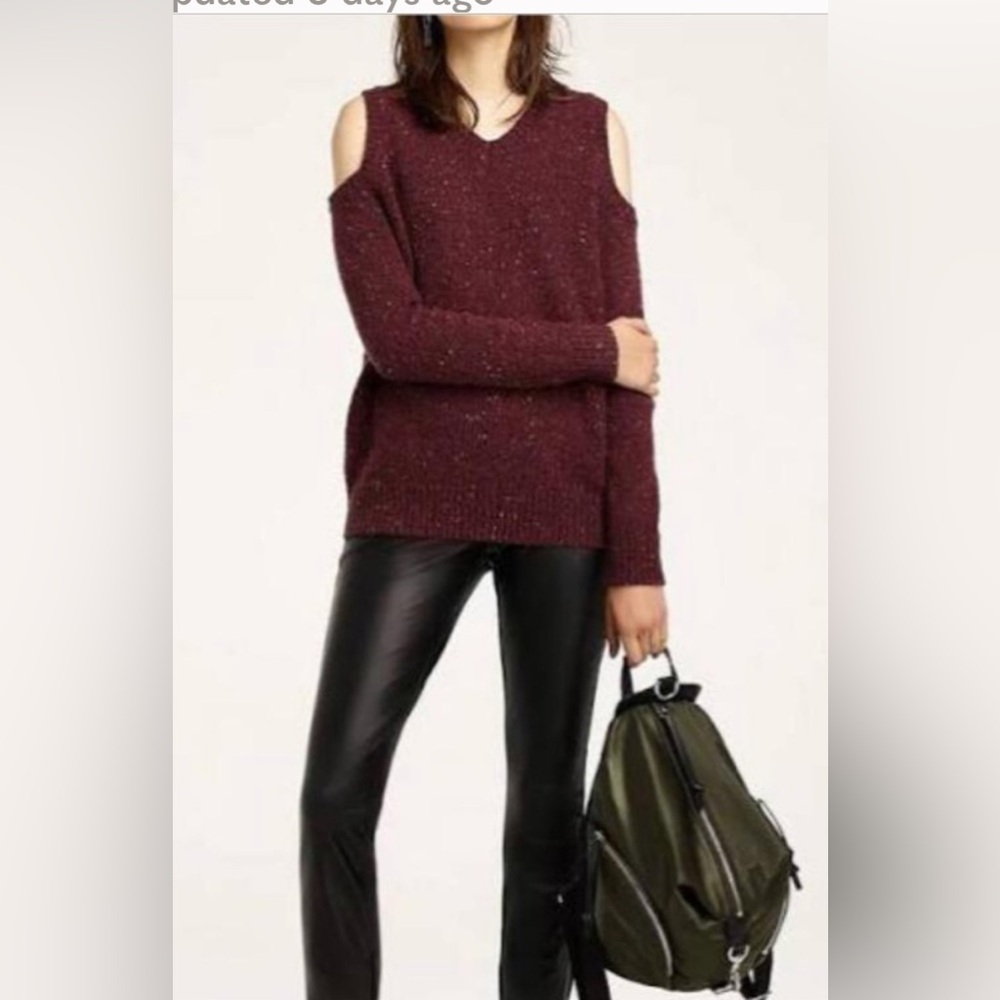Rebecca Minkoff Burgundy Cold Shoulder Sweater